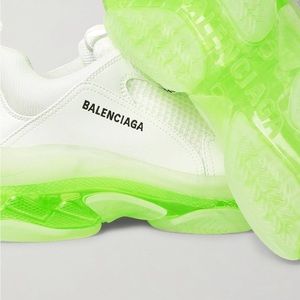 Balenciaga White Mesh And Leather Triple S Sneakers